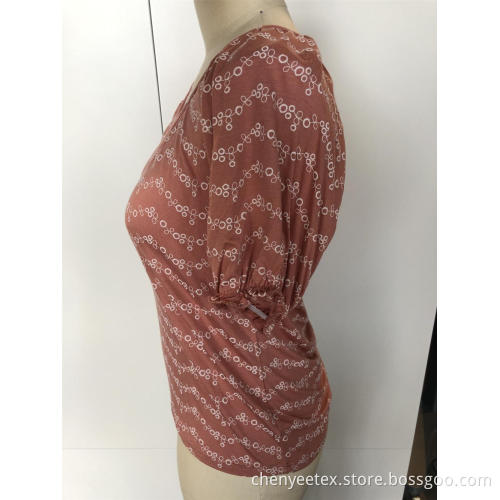 Round neck checked with short sleeves